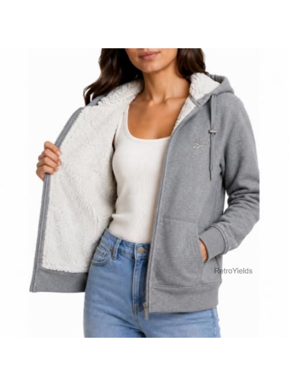 Reebok Women's Sherpa Lined Fleece Zip Up Jacket